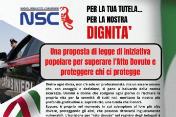 Progetto di Legge di Iniziativa Popolare per "Atto Dovuto" per la tutela del personale delle Forze di Polizia e delle Forze Armate nell'esercizio delle prorpie funzioni